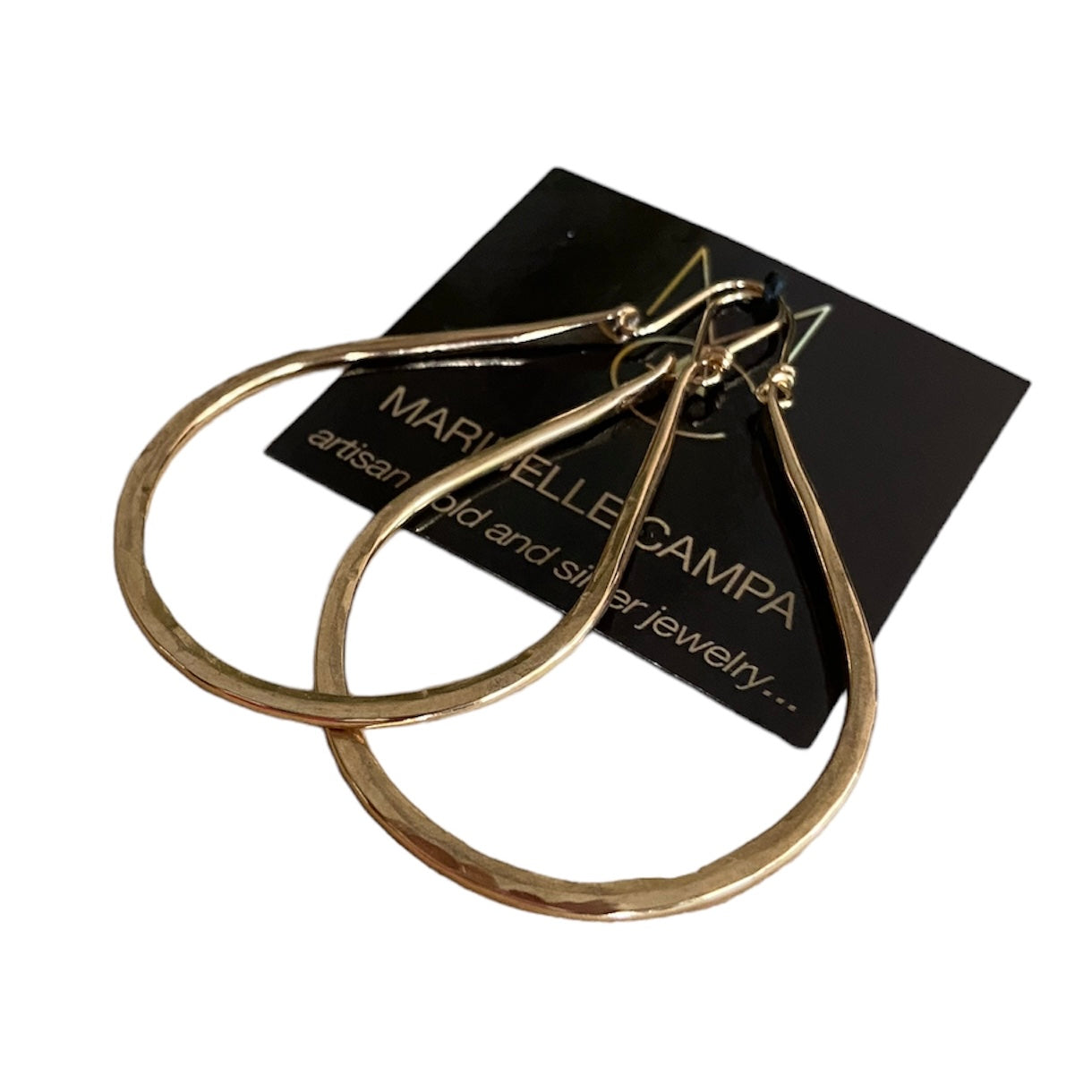 Handmade Gabriela  Extra Large Gold or Silver Hammered Hoops