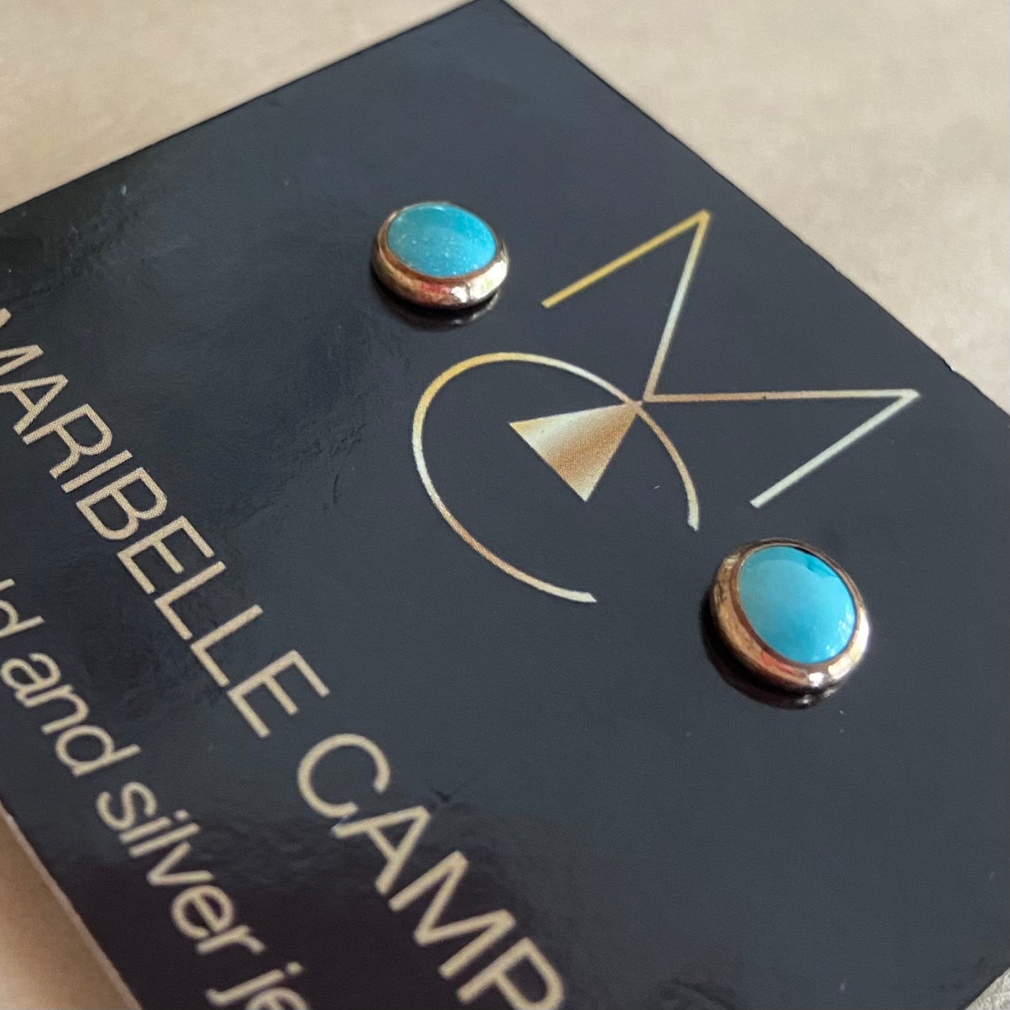 Turquoise Gold Stud Earrings by Maribelle Campa