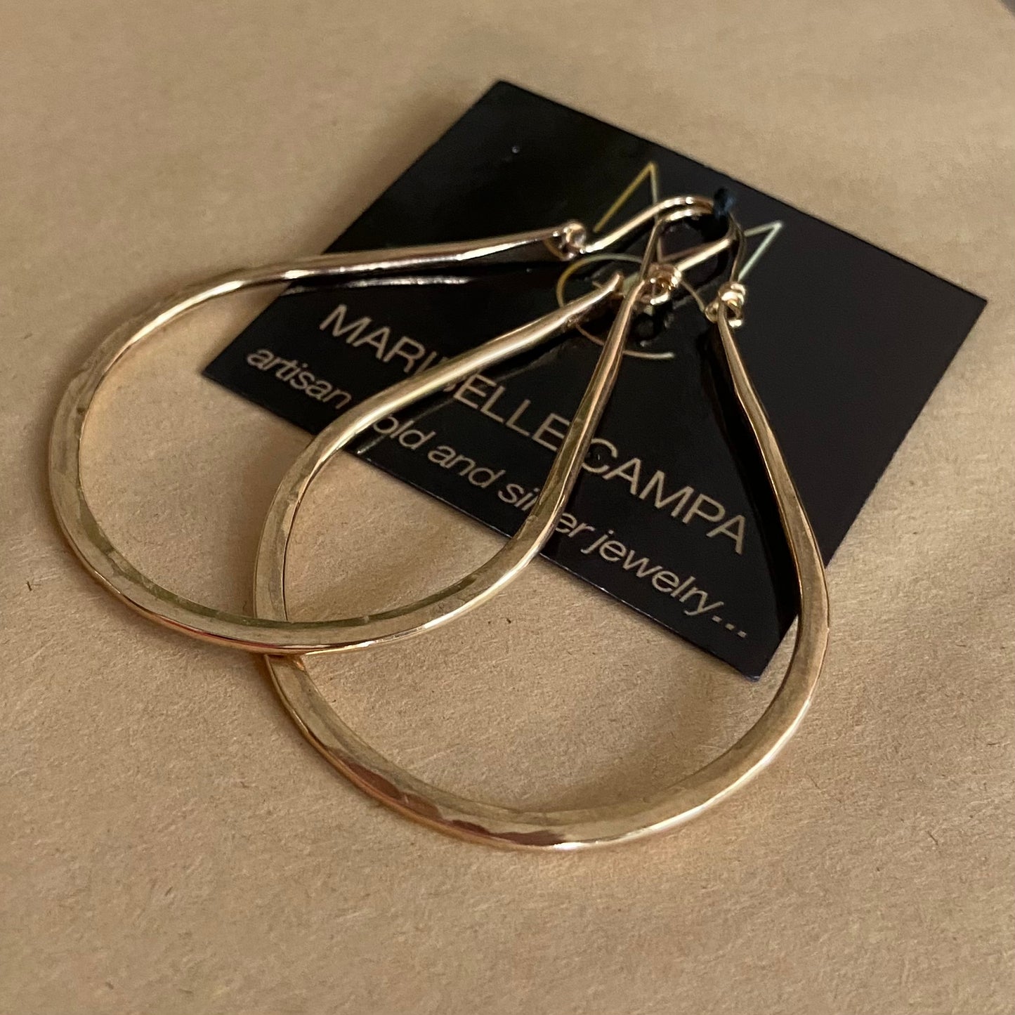 Handmade Gabriela  Extra Large Gold or Silver Hammered Hoops