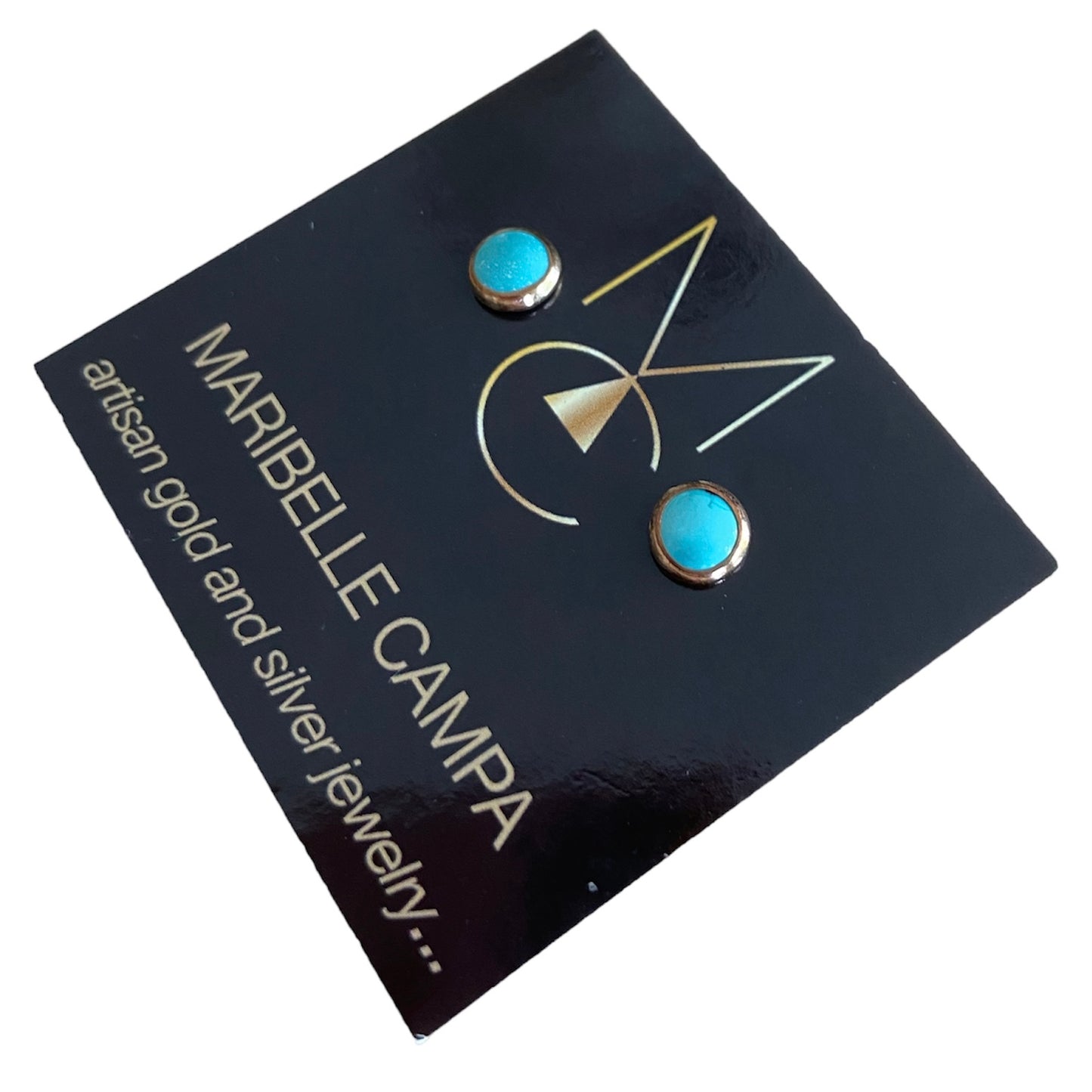 Turquoise Gold Stud Earrings by Maribelle Campa