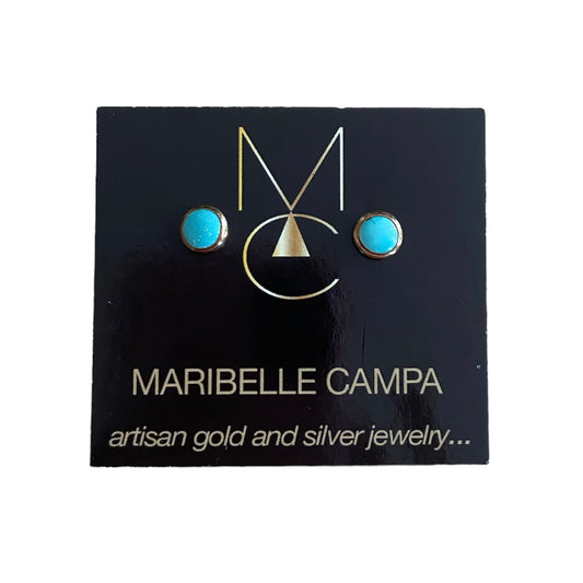 Turquoise Gold Stud Earrings by Maribelle Campa