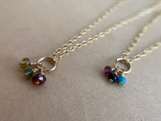 Confetti Gemstones Gold Necklace by Maribelle Campa