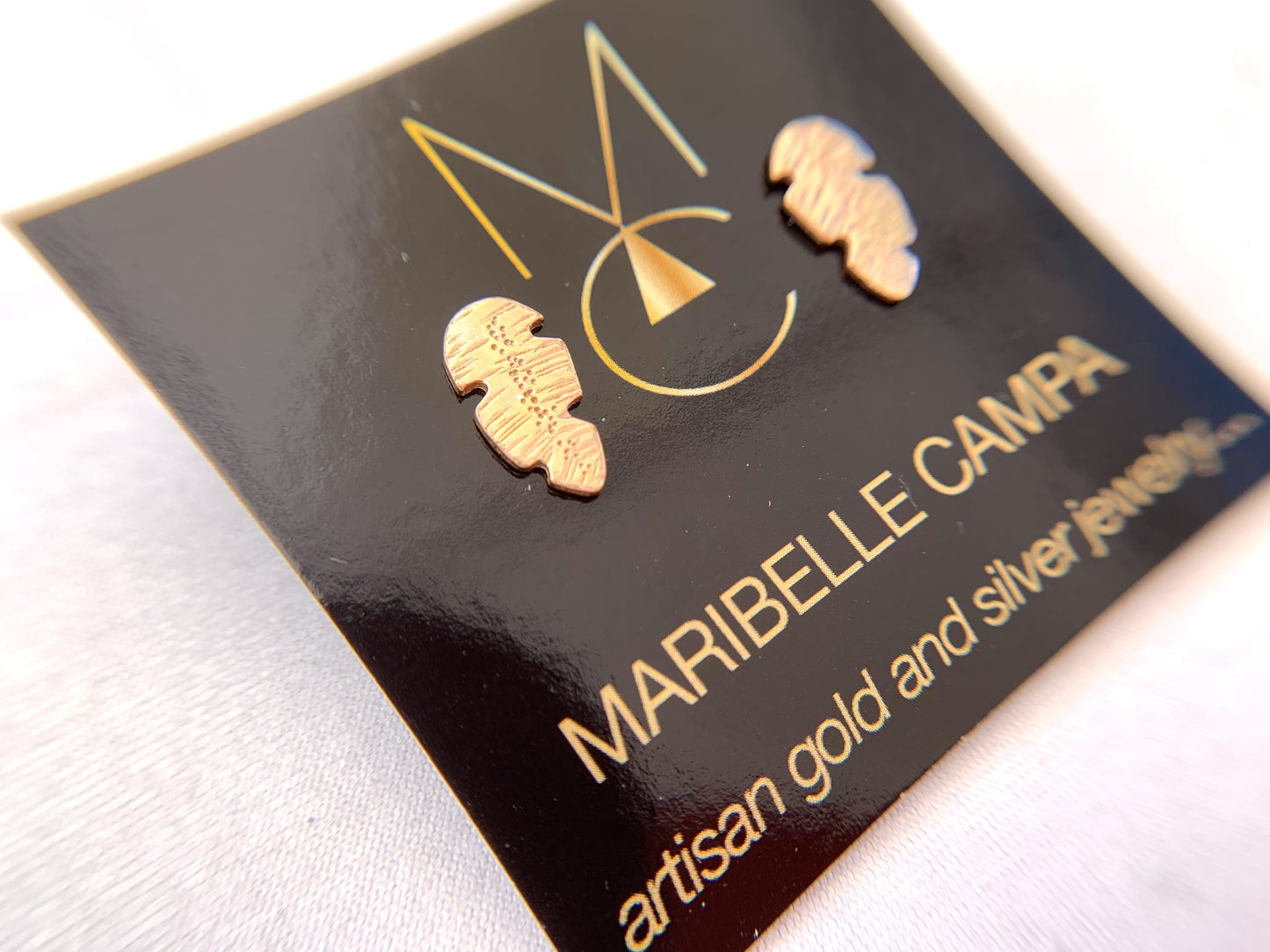 Banana Leaves Hojas de Platano silver or gold stud earrings by Maribelle Campa