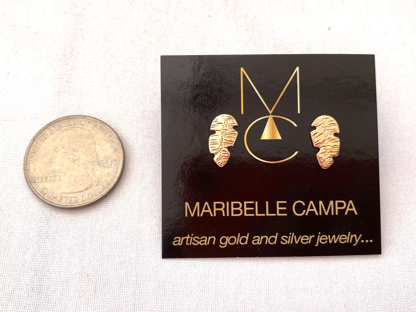 Banana Leaves Hojas de Platano silver or gold stud earrings by Maribelle Campa