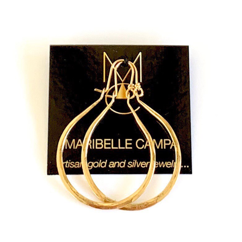 Large Hammered Gold or Silver Gabriela Hoops Earrings Handmade by Maribelle Campa