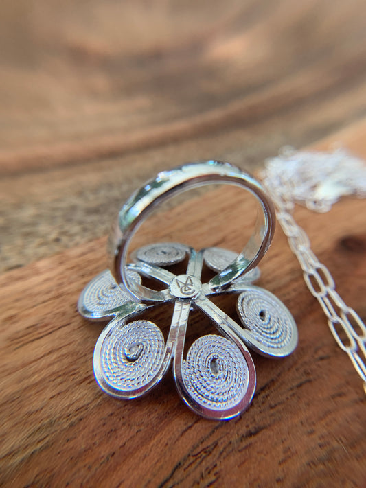 Aroma Silver Flower Ring by Maribelle Campa