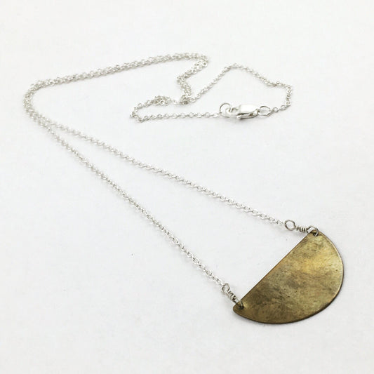 Brass Petite Crescent Necklace by Maribelle Campa