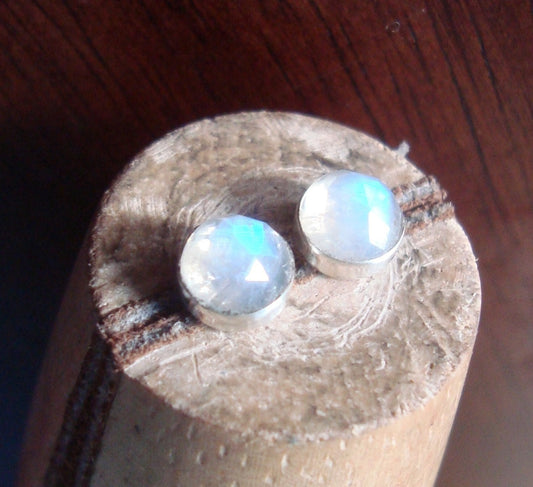 Moonstone Sterling Silver Stud Earrings by Maribelle Campa