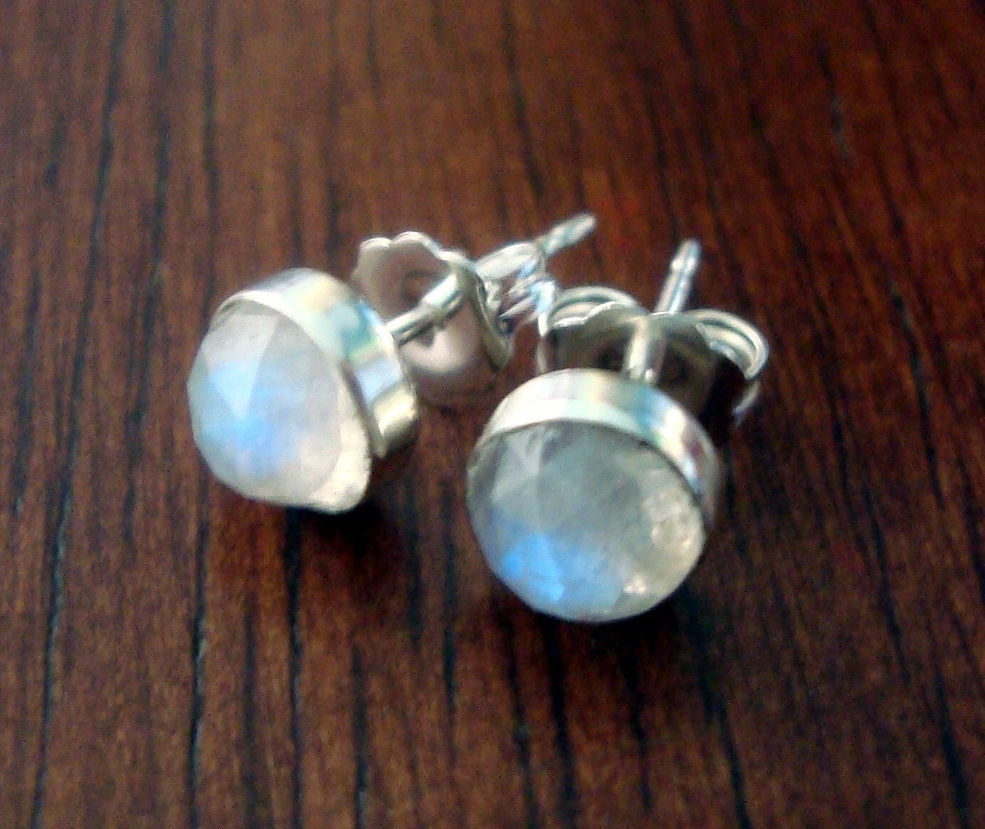 Moonstone Sterling Silver Stud Earrings by Maribelle Campa