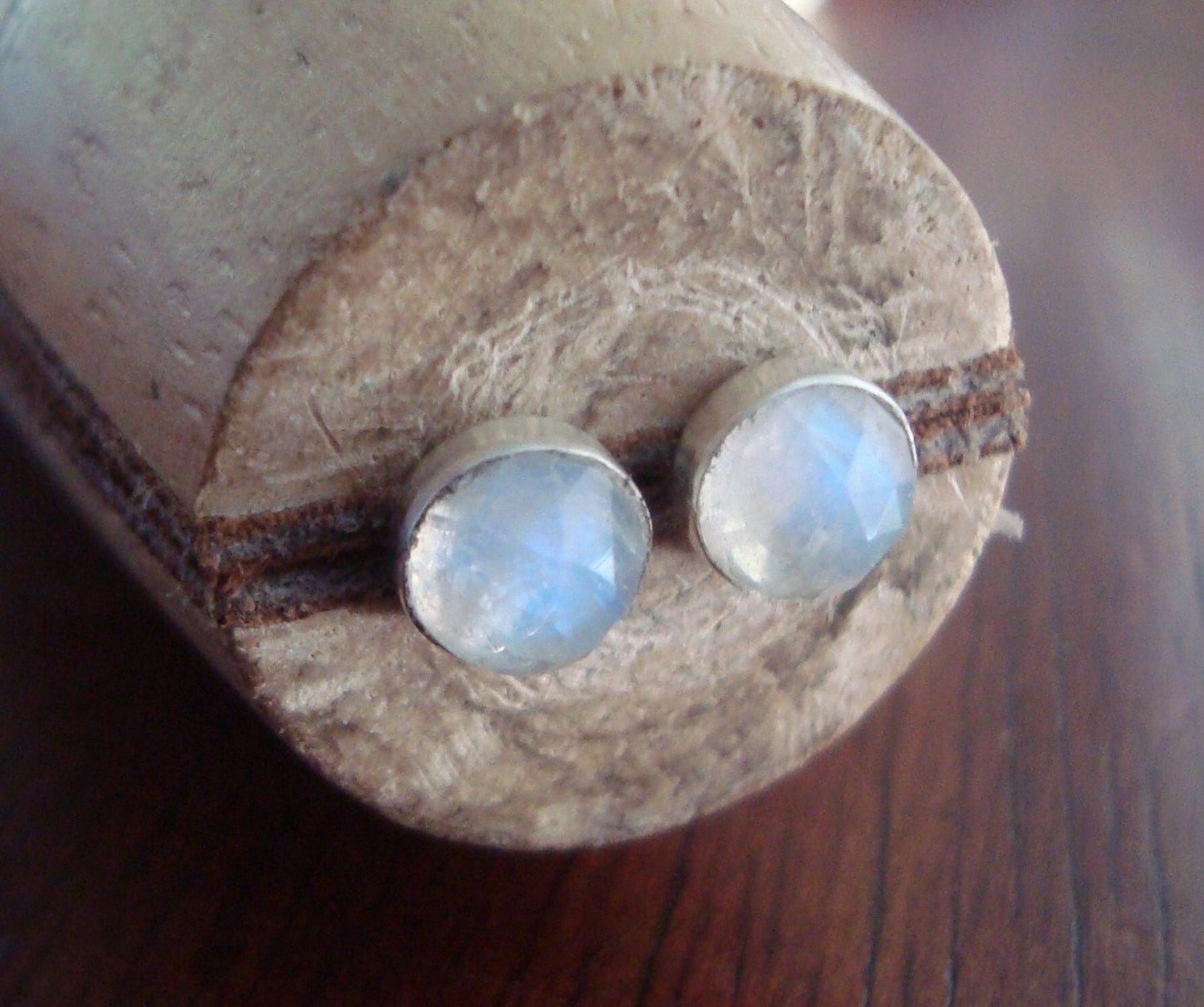 Moonstone Sterling Silver Stud Earrings by Maribelle Campa