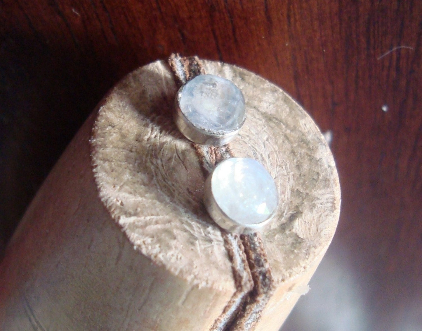 Moonstone Sterling Silver Stud Earrings by Maribelle Campa