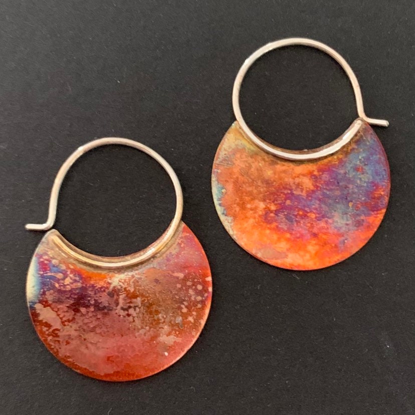 Copper Crescent Hoop Earrings by Maribelle Campa