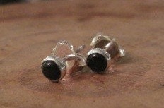 Black Onyx Sterling Silver Stud Earrings 4mm by Maribelle Campa