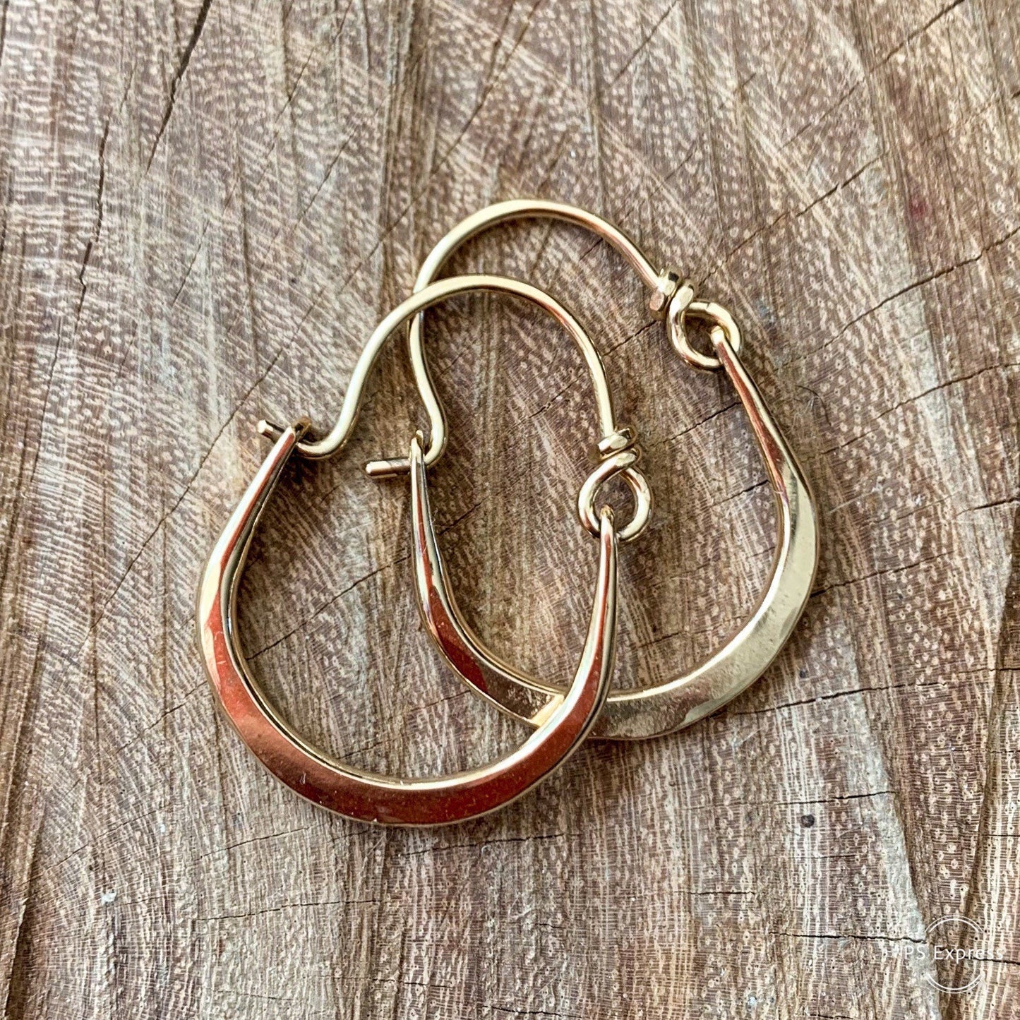 Hammered 14kt Gold Filled Hoop Earrings by Maribelle Campa