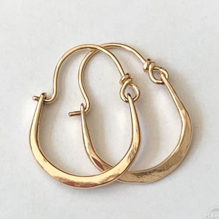 Hammered 14kt Gold Filled Hoop Earrings by Maribelle Campa