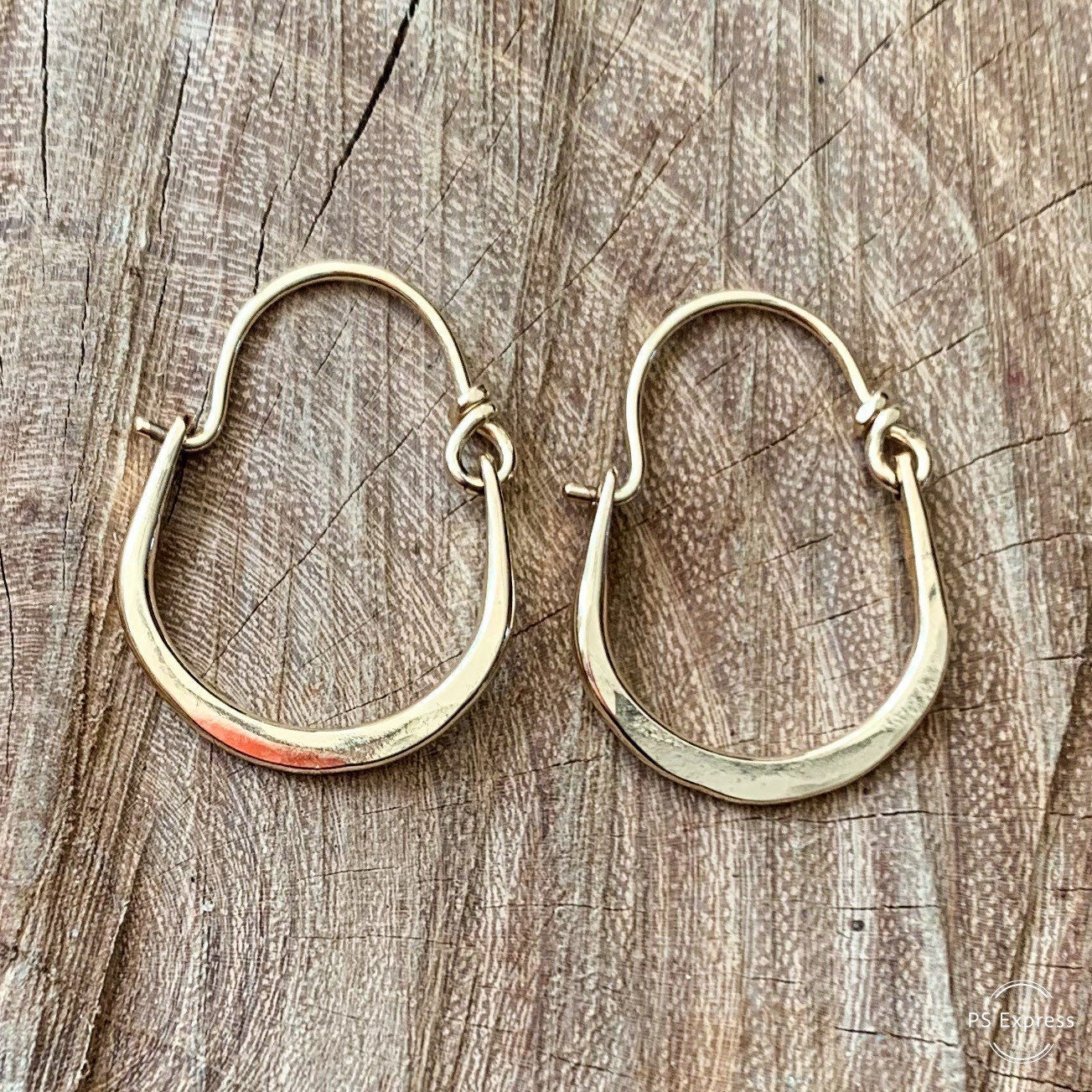 Hammered 14kt Gold Filled Hoop Earrings by Maribelle Campa