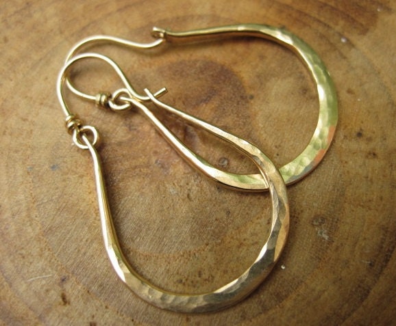 Artisan Gabriela 14kt Gold Hammered Hoops by Maribelle Campa