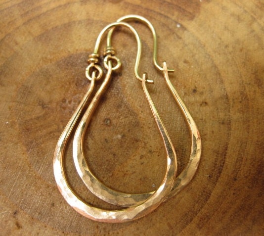 Artisan Gabriela 14kt Gold Hammered Hoops by Maribelle Campa