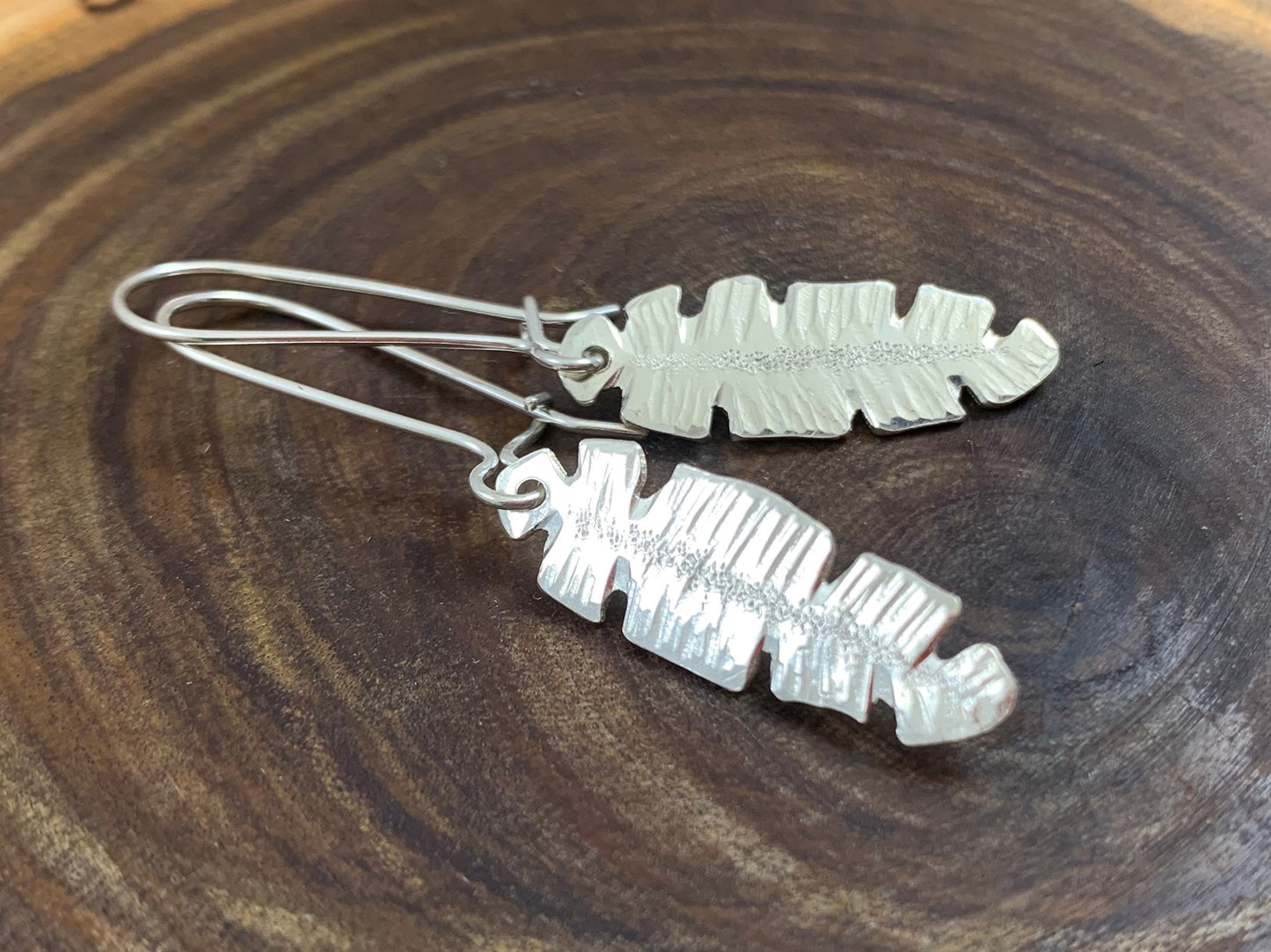 Silver Banana Leaf Artisan Earrings by Maribelle Campa