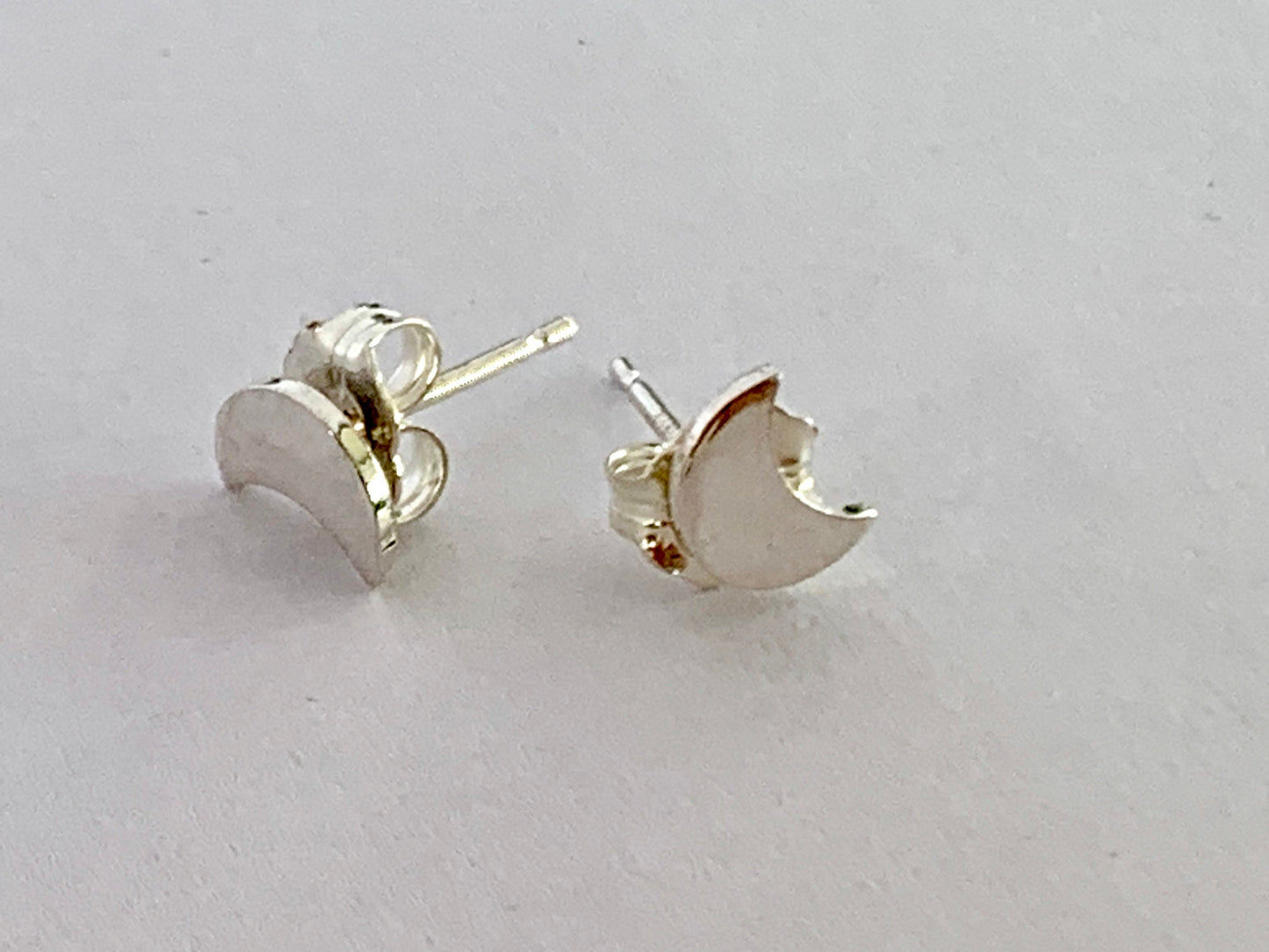 Moon Sterling Silver Stud Earrings by Maribelle Campa