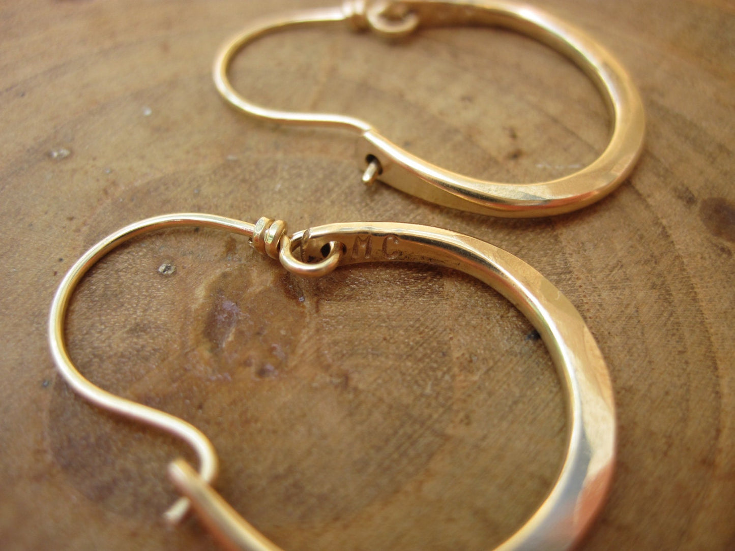 Hammered 14kt Gold Filled Hoop Earrings by Maribelle Campa