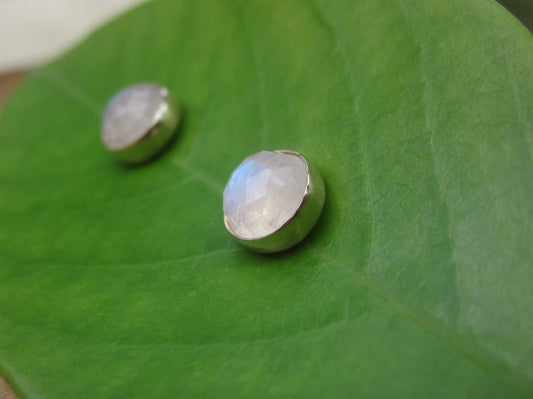 Moonstone 14k gold studs handmade by Maribelle Campa