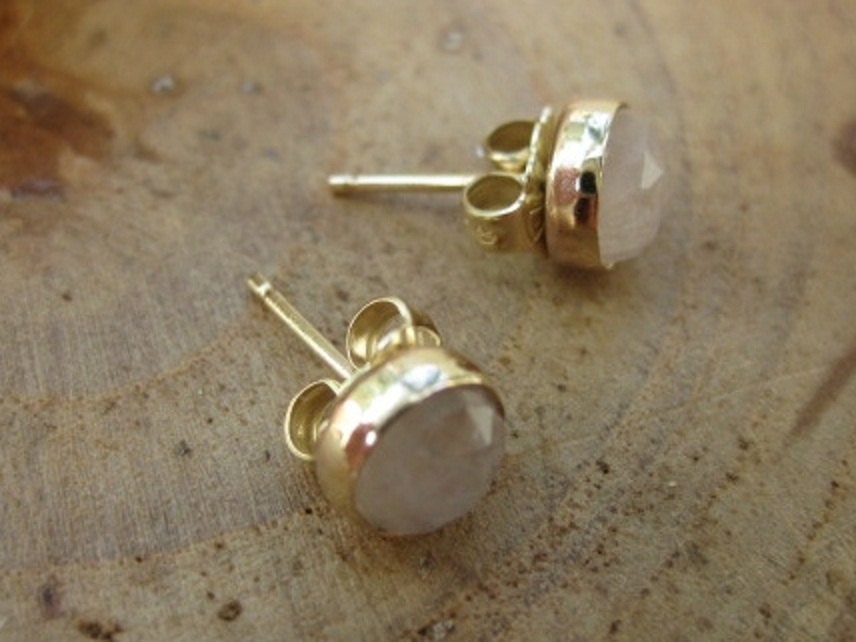 Moonstone 14k gold studs handmade by Maribelle Campa