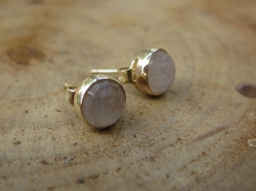 Moonstone 14k gold studs handmade by Maribelle Campa