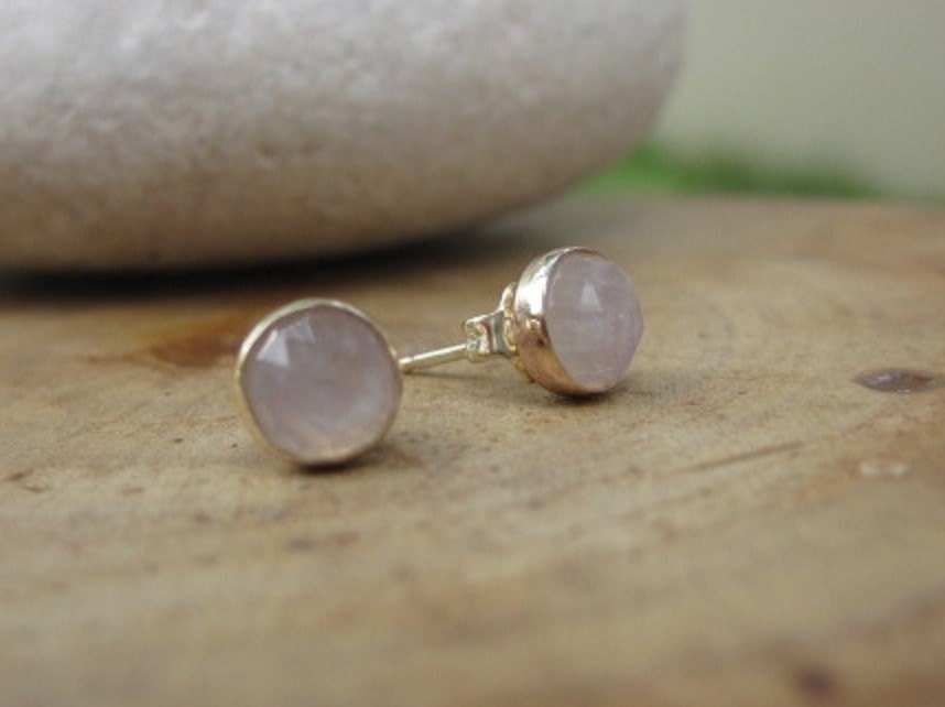 Moonstone 14k gold studs handmade by Maribelle Campa