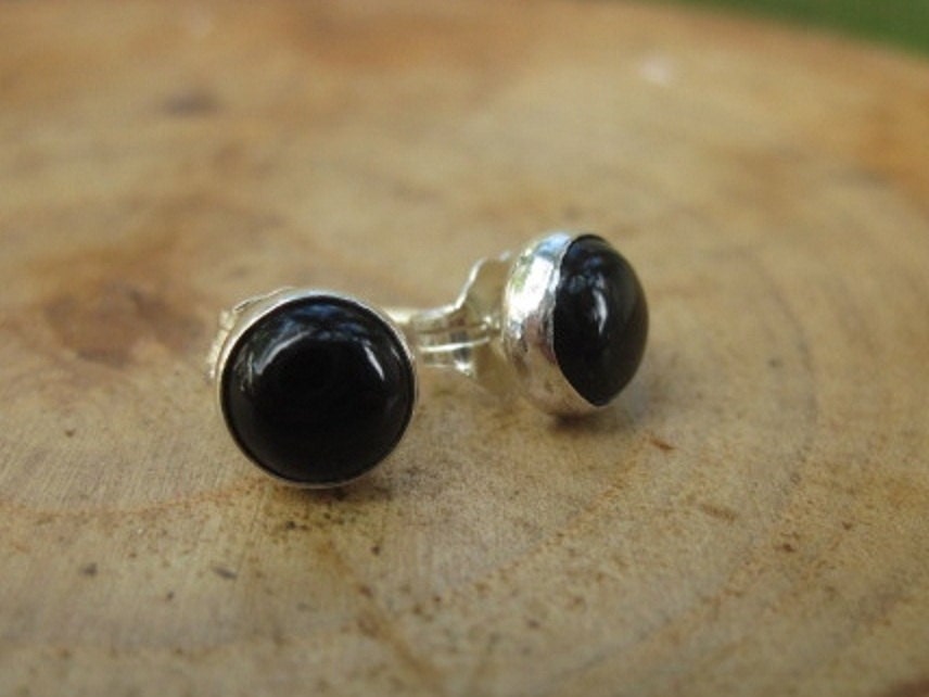 Onyx Silver Stud Earrings by Maribelle Campa