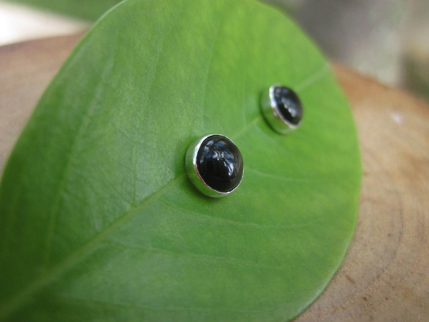 Onyx Silver Stud Earrings by Maribelle Campa