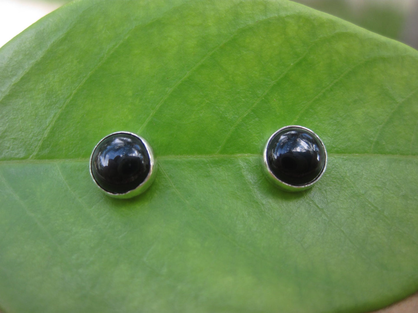 Onyx Silver Stud Earrings by Maribelle Campa