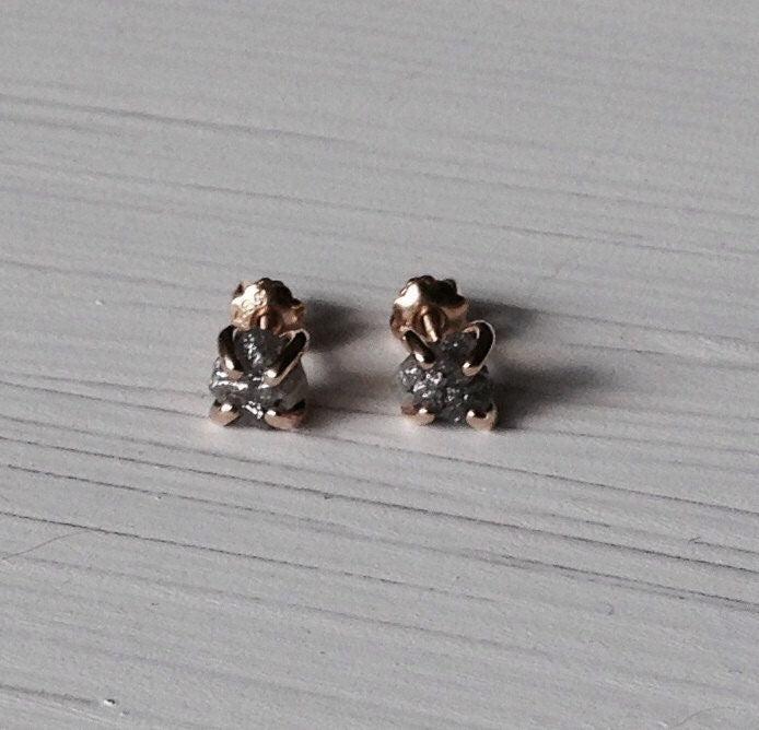 Diamond Earrings Studs Uncut Rough Gold earrings by Maribelle Campa