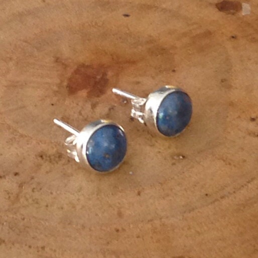 Lapis Sterling Silver Stud Earrings by Maribelle Campa