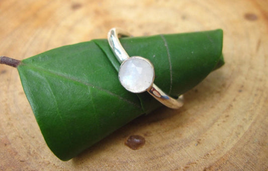 Moonstone Silver Stacking Ring by Maribelle Campa