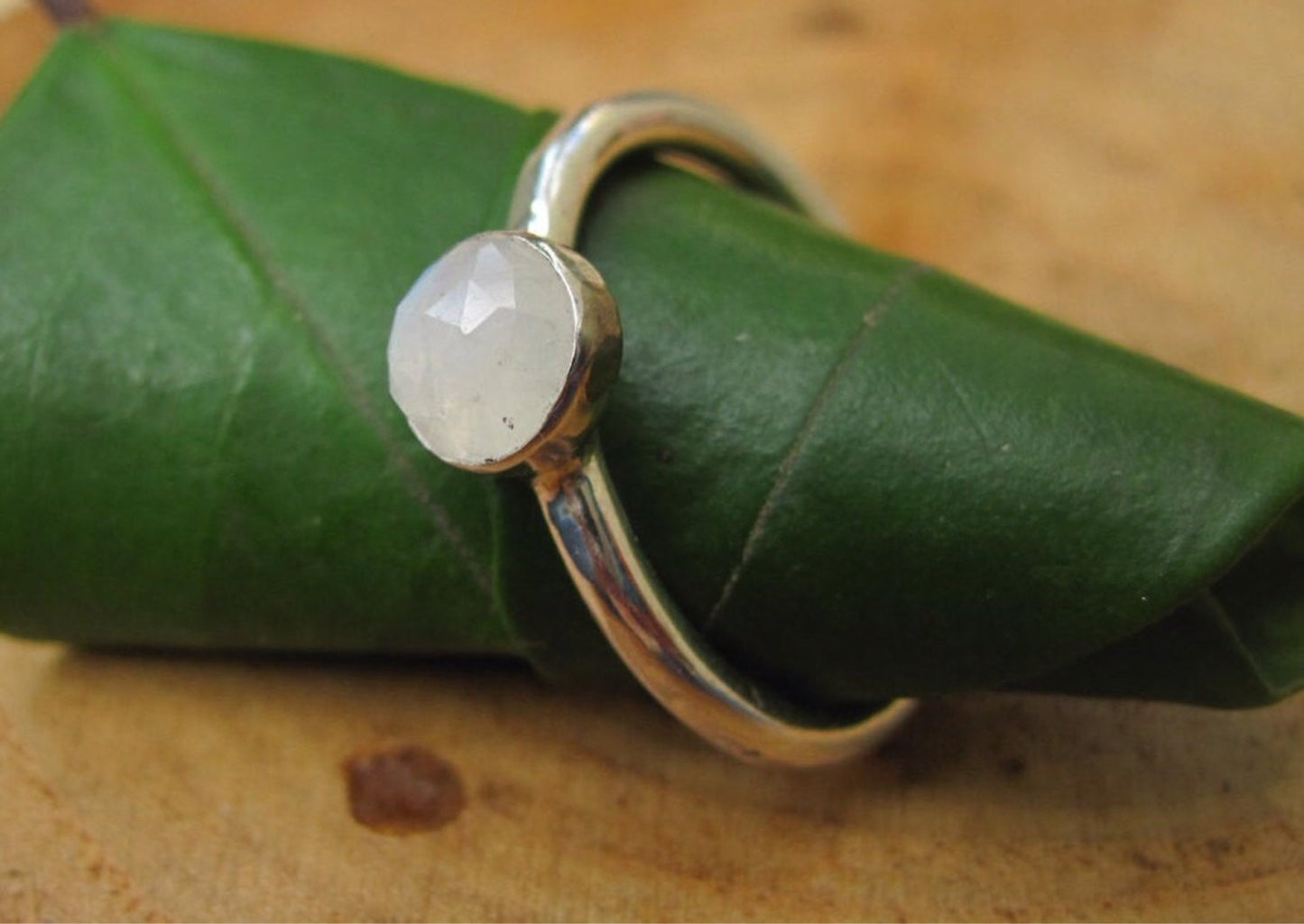 Moonstone Silver Stacking Ring by Maribelle Campa