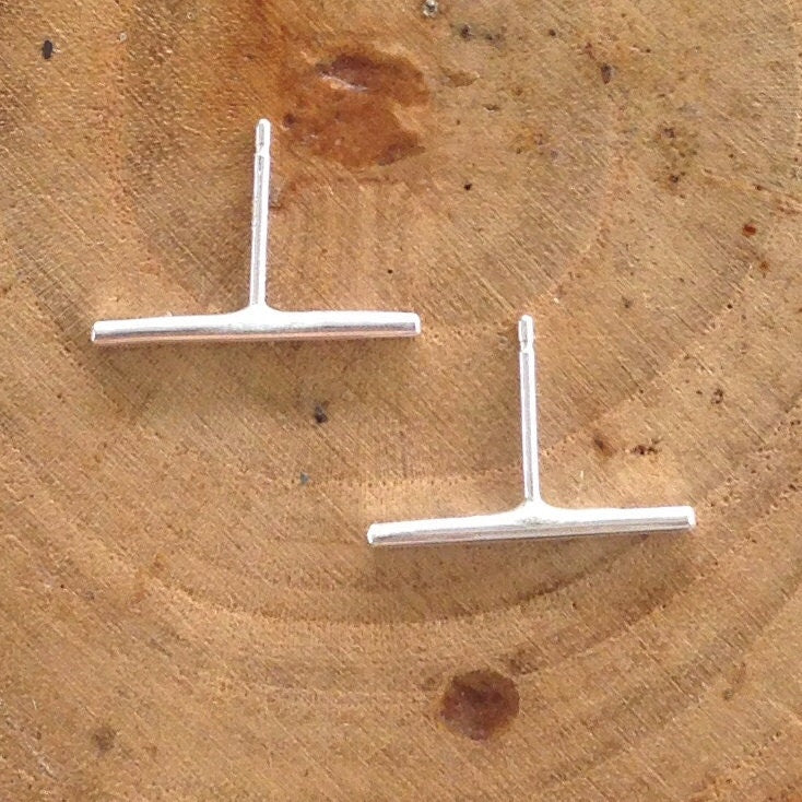 Bar Recycled Silver Stud Earrings by Maribelle Campa