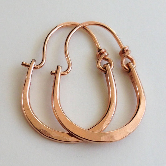 Hammered 14kt Rose Gold Filled Hoop Earrings by Maribelle Campa