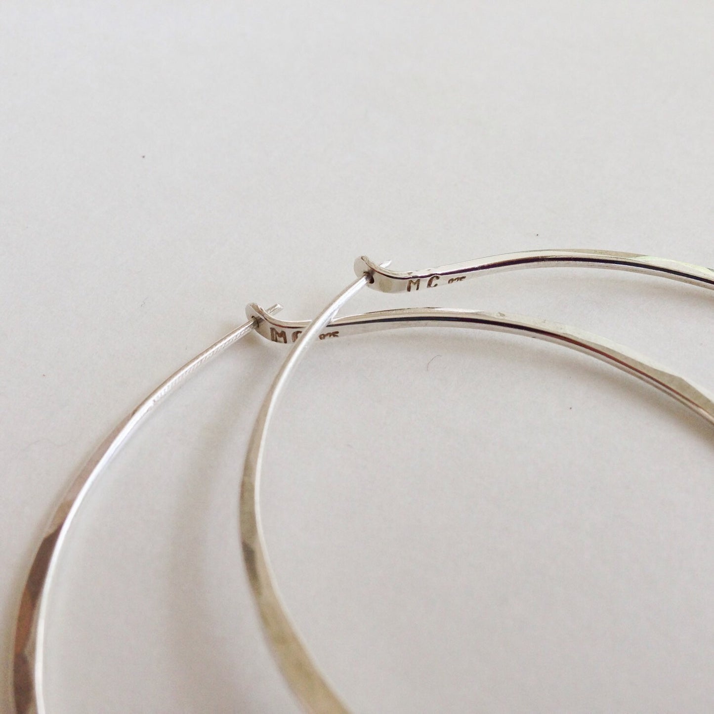 Handmade Sterling Silver Sculpted Large Classic Hoops Heavy Gauge