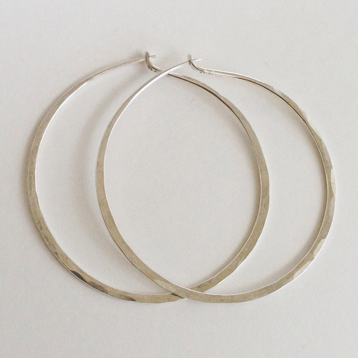 Handmade Sterling Silver Sculpted Large Classic Hoops Heavy Gauge