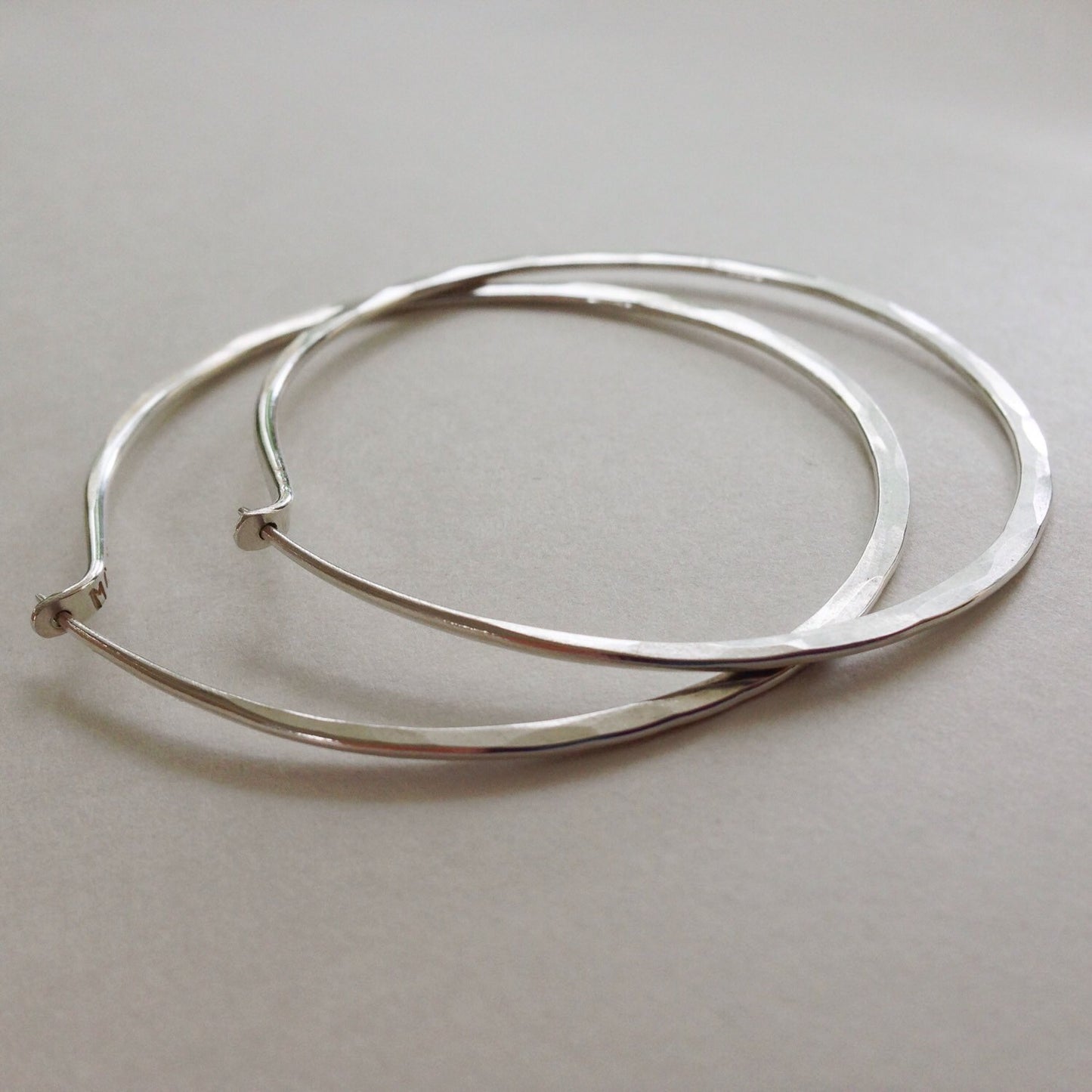 Handmade Sterling Silver Sculpted Large Classic Hoops Heavy Gauge