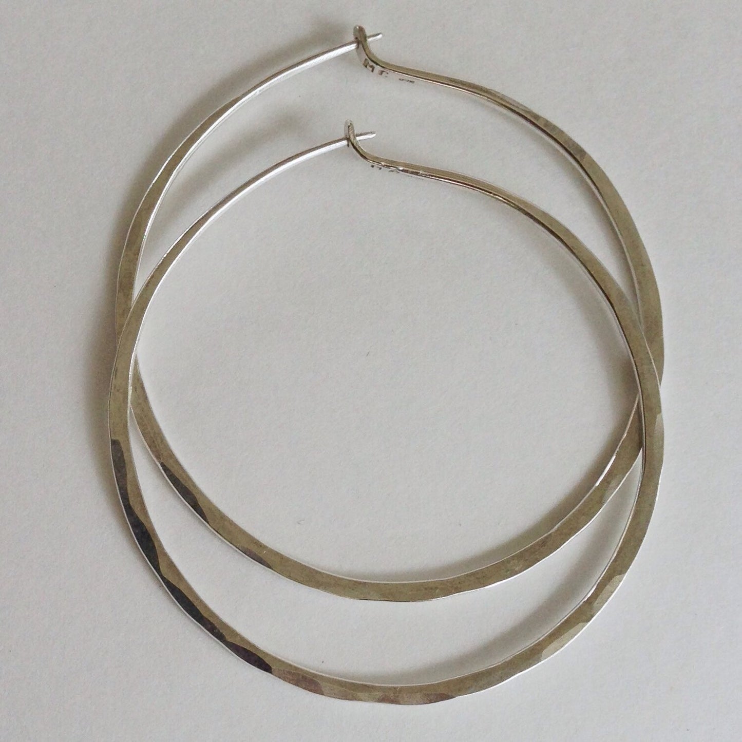 Handmade Sterling Silver Sculpted Large Classic Hoops Heavy Gauge