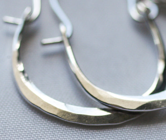 Hammered Silver Hoop Earrings by Maribelle Campa