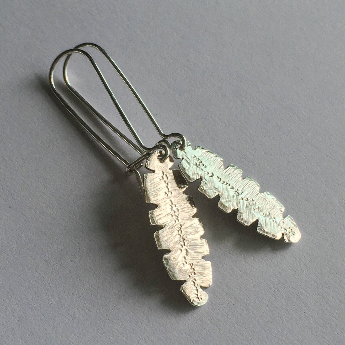 Silver Banana Leaf Artisan Earrings by Maribelle Campa