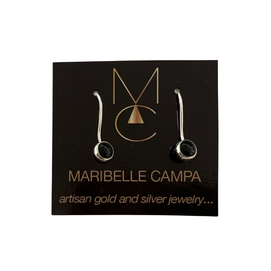 Onyx Silver Dangle Earrings by Maribelle Campa