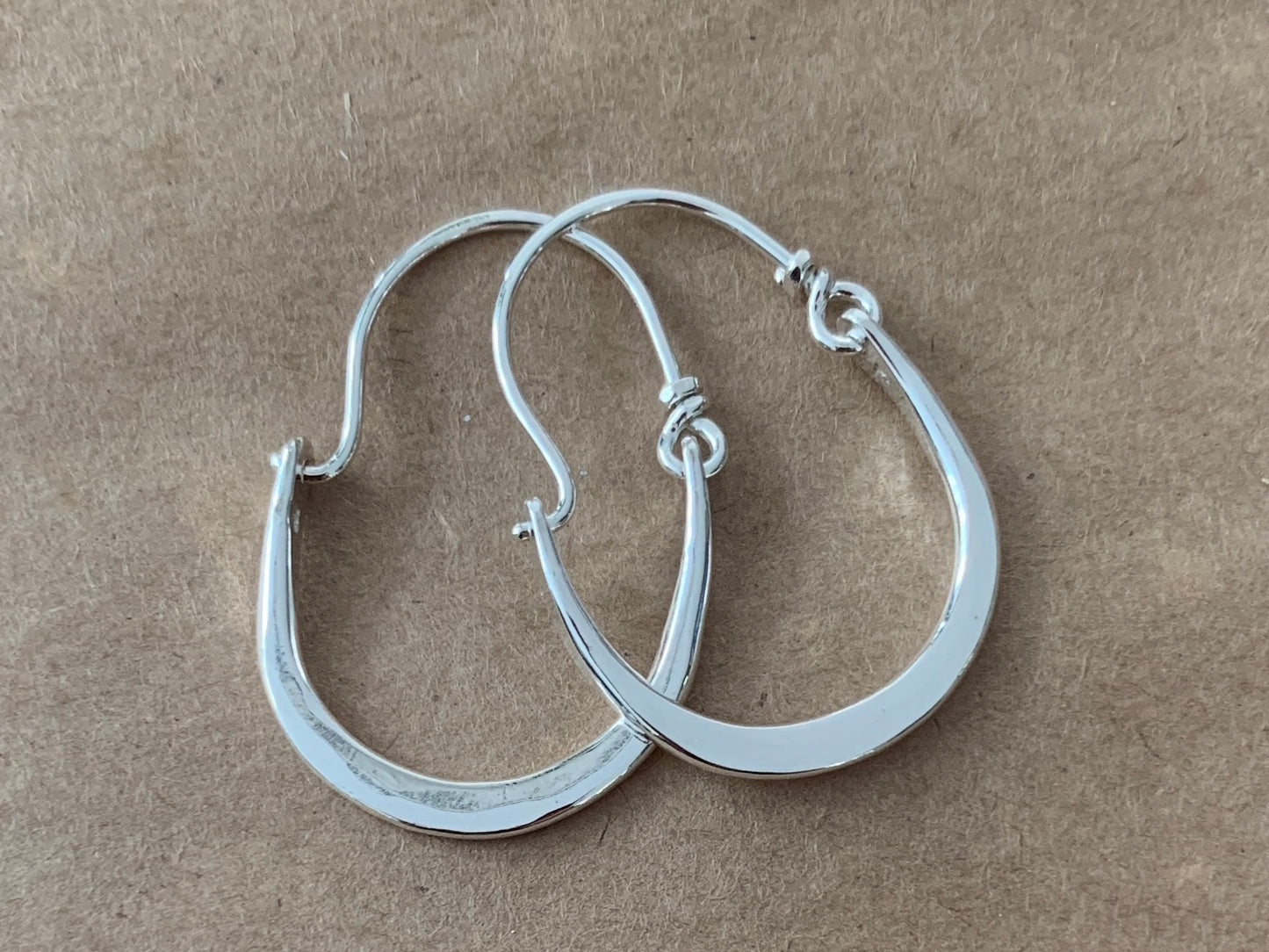 Hammered Silver Hoop Earrings by Maribelle Campa