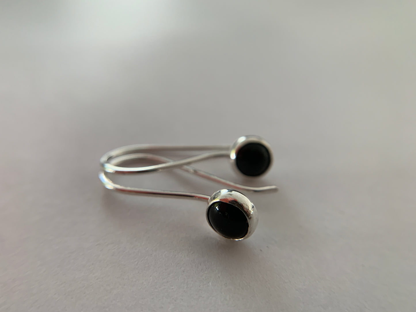 Onyx Silver Dangle Earrings by Maribelle Campa