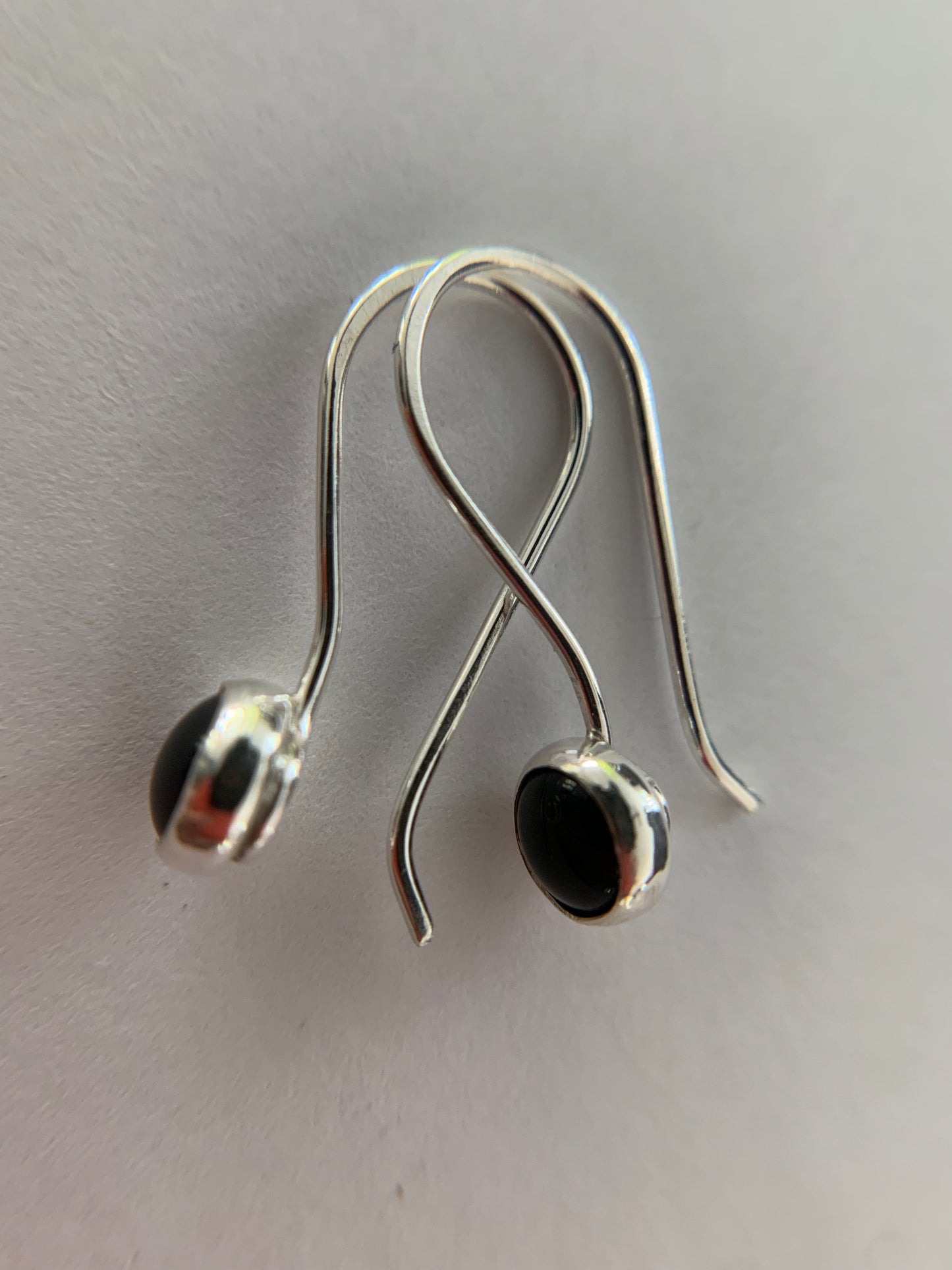 Onyx Silver Dangle Earrings by Maribelle Campa