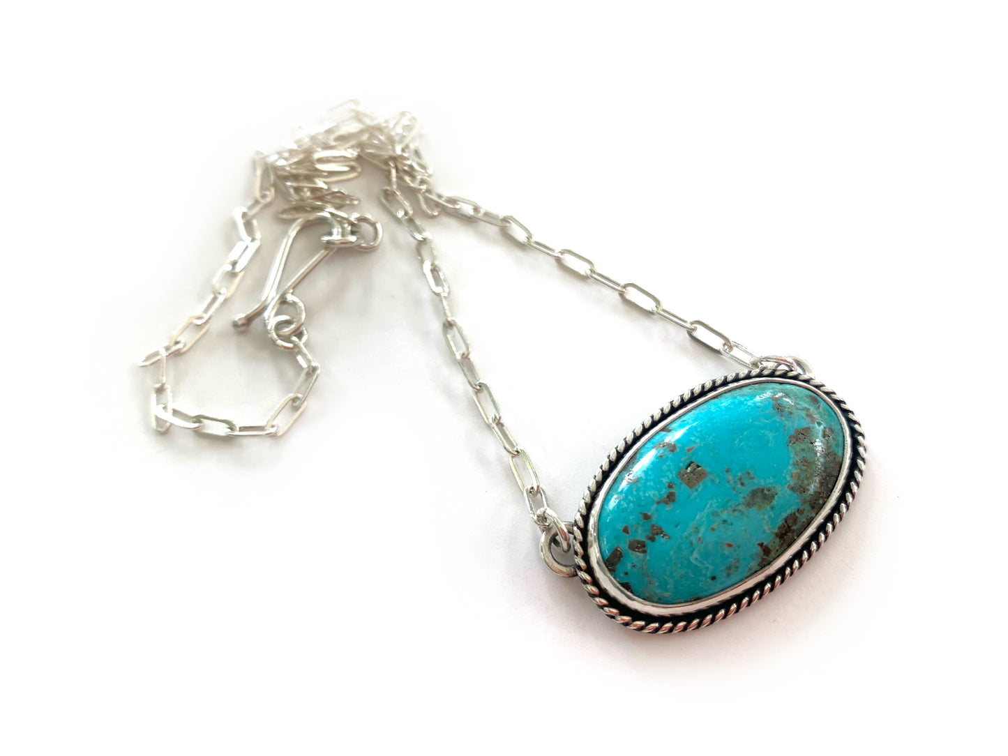 Turquoise Sterling Silver Pendant Necklace by Maribelle Campa