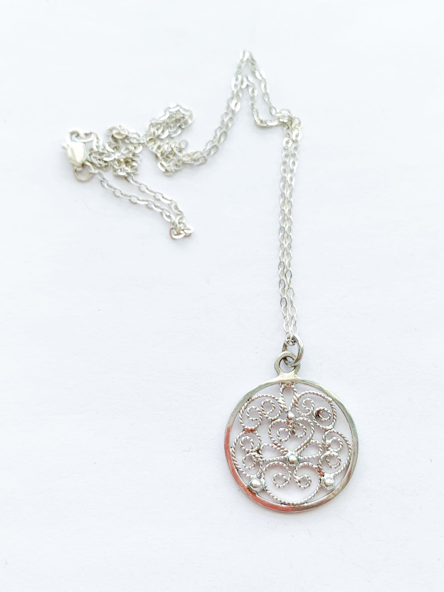 Filigree Sterling Silver Pendant Necklace by Maribelle Campa